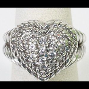 ✨Judith Ripka ✨ Sterling Silver & CZ Heart Ring